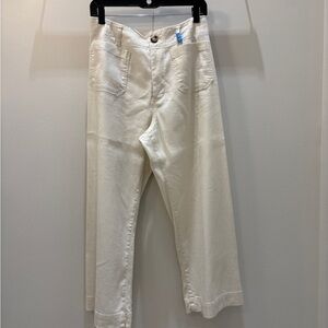 Anthropologie Linen blend Cream Ankle Pants- “Colette” - size 28